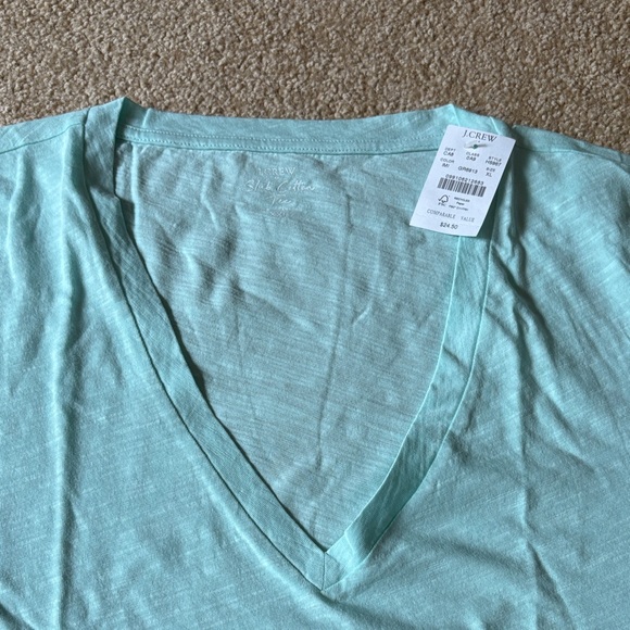 J. Crew Aqua V-Neck Short Sleeve Tee slub cotton tee xxl nwt - Picture 5 of 6